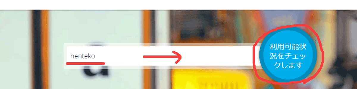 まずはドメインに使いたいキーワード(英・数・ハイフン)を入れて検索する。